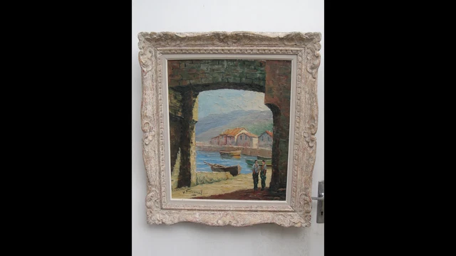 Tableau Basque - d'Henri Pierrel- Peinture Huile sur Toile (Cadre Montparnasse)