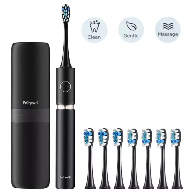 ULTRASONIC ELECTRIC TOOTHBRUSH with Travel Case & 8 Brush $23.88 - PicClick