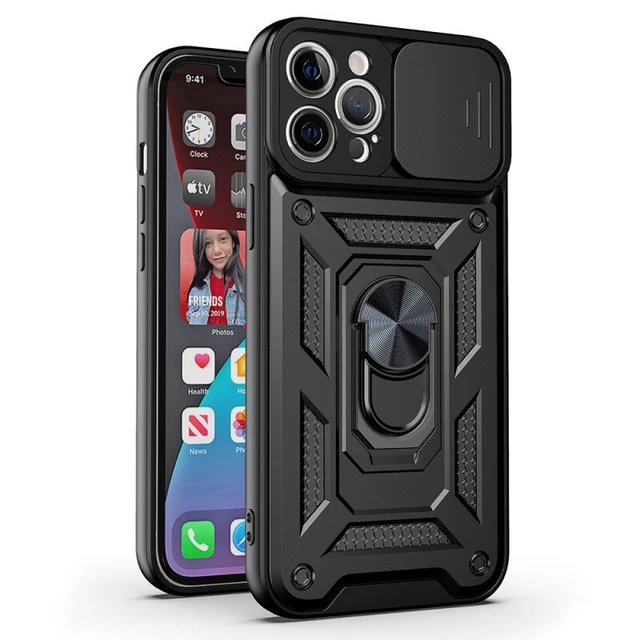 Coque Housse iPhone 14 PRO MAX Avec Support Bague Métallique Cache Caméra