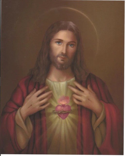 CATHOLIC PRINT PICTURE SACRED HEART of JESUS 8x10" ready to be framed £14.98 - PicClick UK
