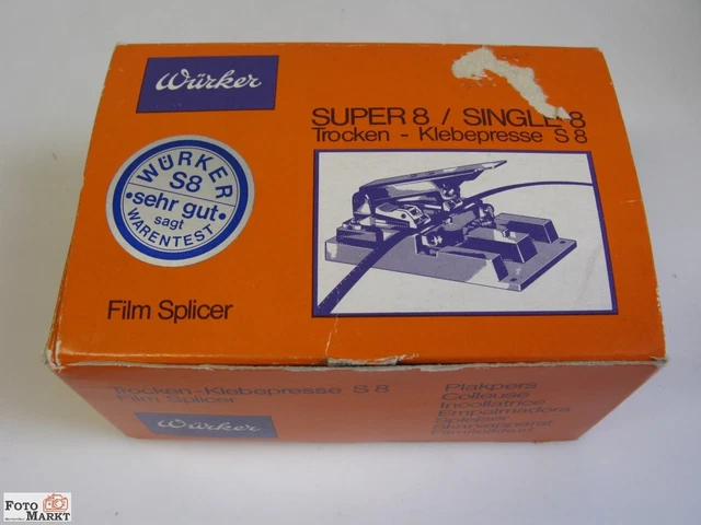 Super 8 prensa adhesiva de película Würker S8 prensa adhesiva seca con láminas adhesivas / como nueva