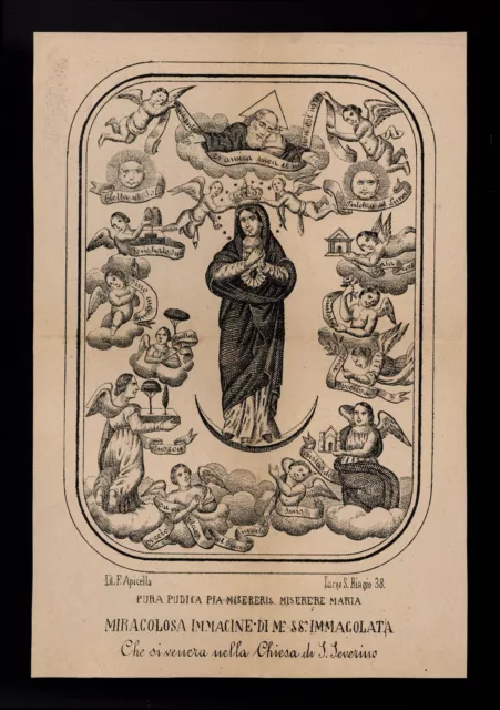 santino stampa popolare 1800 MARIA IMMACOLATA-NAPOLI apicella