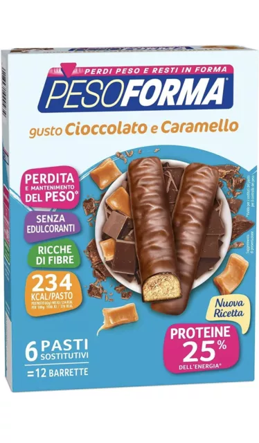 Pasto Sostitutivo Peso Forma Barrette Cioccolato E Caramello 12 Barretta Snack