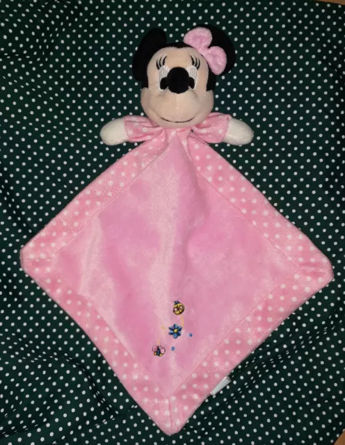 DOUDOU PLAT CARRE DISNEY NICOTOY MINNIE rose coccinelle fleur papillon TBE