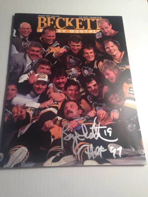 Bryan Trottier PITTSBURGH PENGUINS signed BECKETT MAGAZINE New York Islander HOF