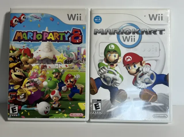 Complete-MARIO PARTY 8 + MARIO KART -NINTENDO WII -NTSC Great Couple Of Games