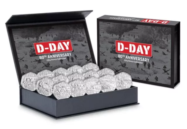 Die D-Day 80th Jubiläum x15 50p Münze Sammlung Set