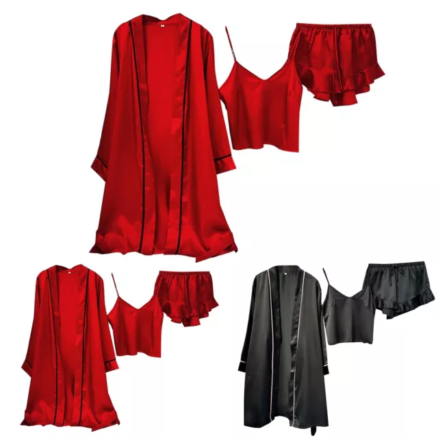 2024 New Satin Robe Female Fashion Light Luxury Wind Pajamas Female Spring And