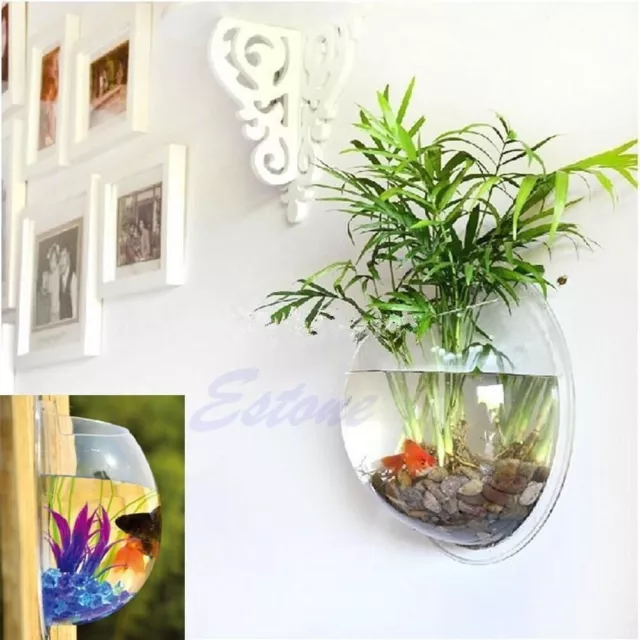 Wall Mounted Aquarium Fish Tank Hanging Flower Vase Plant Pot Home Garden Decor