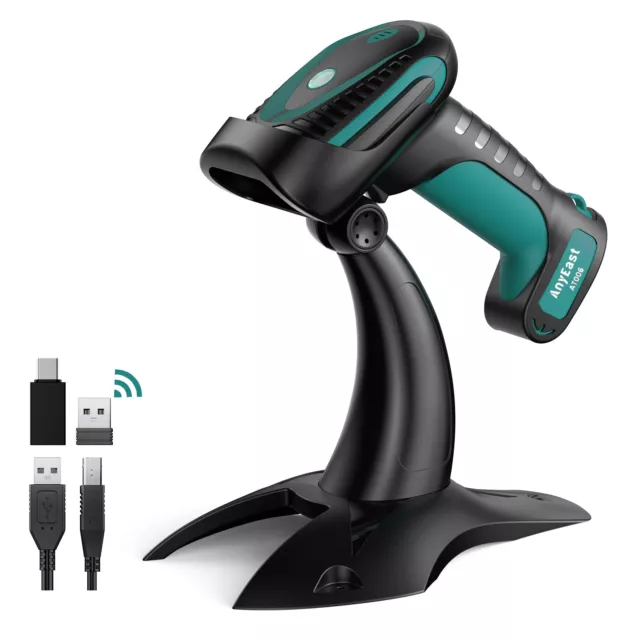 2D QR Industrial Wireless Barcode Scanner with Stand Drop Resistant Waterproof