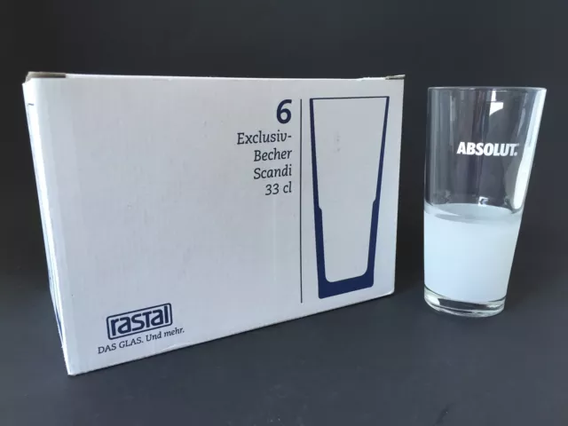 6 x verres à vodka RASTAL ABSOLUT NEUF dans son emballage d'origine cocktail Longdrink
