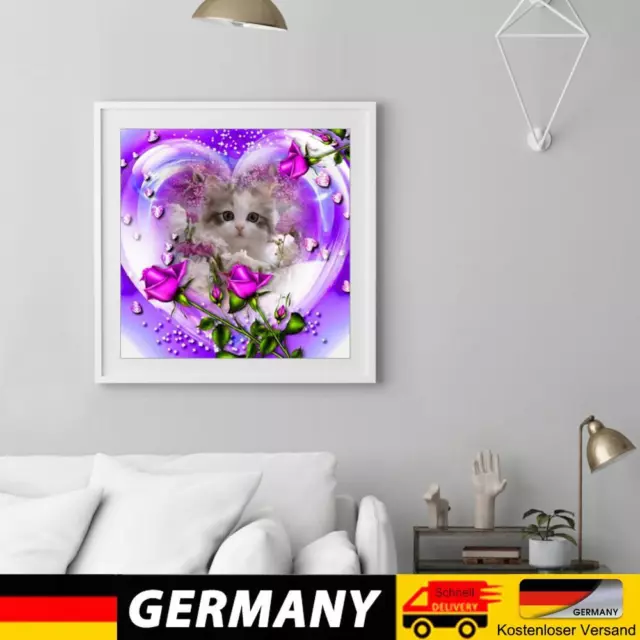 Mosaic Diamond Painting 5D Rose Cat Diamond Embroidery Drawing Kit Home Decor