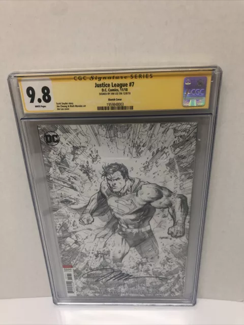 JUSTICE LEAGUE #7 CGC SS 9.8 HTF Signed By Jim Lee Sketch Variant Superman🔥🔥🔥