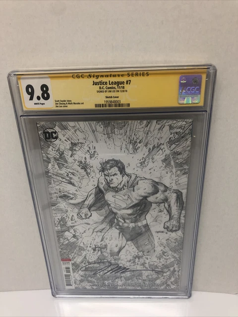 JUSTICE LEAGUE #7 CGC SS 9.8 HTF Signed By Jim Lee Sketch Variant Superman🔥🔥🔥