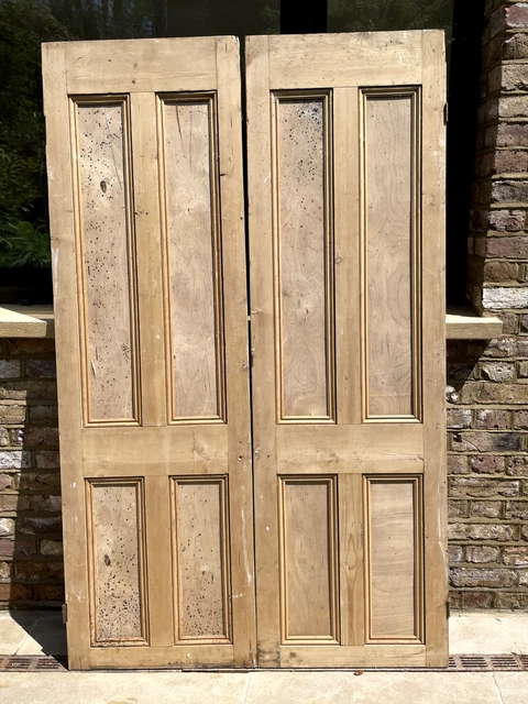 Antique Reclaimed Wooden Cupboard Doors, Pair