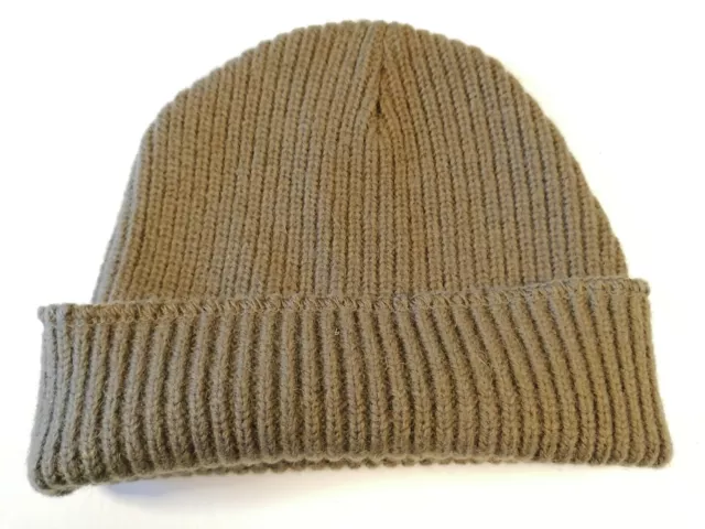 Wool Hat Genuine Austrian Army Knitted Beanie Hat OD Green Stretchy Winter Cap