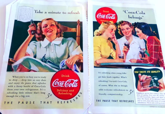 Collectible Coca Cola Advertising, 1939-1941 Print Ads (9) Very Good Cond. 3