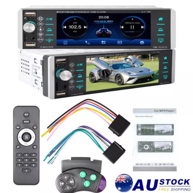 Single 1Din 5" MP5 Player AM/FM/RDS Bluetooth Car Stereo Radio Touchscreen Smart