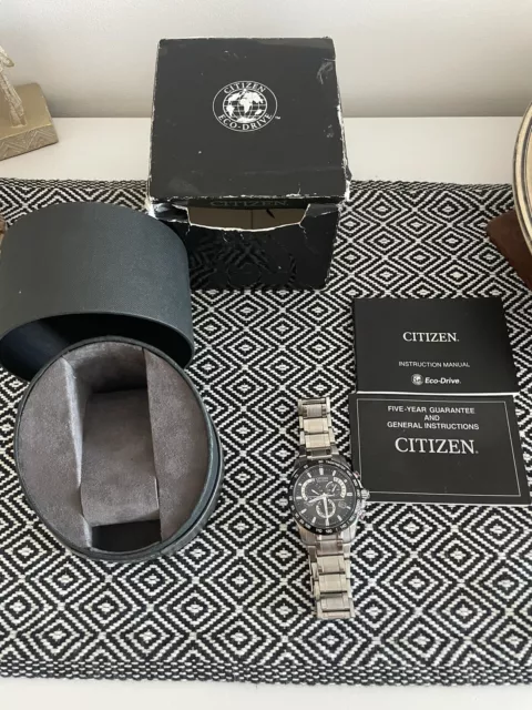 CITIZEN ECO DRIVE Mens Perpetual Chrono WR200 Good Condition 215.00 PicClick UK