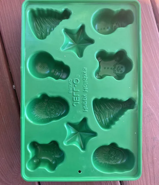 Jello Jigglers Happy Holidays  Christmas 10 cavity mold Jell-o Green