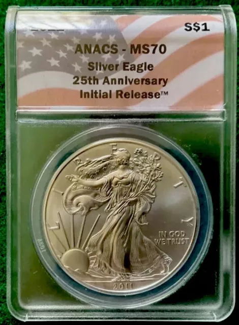 2011 Silver Eagle  , 25th Anniversary, Initial Release , MS70 - T32