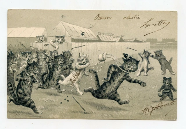 Katzen - CHATS. CPA FANTAISIE BRILLANTE .  LES CHATS SURVEILLENT LE Mouton Annee 190 Texte 1948065116