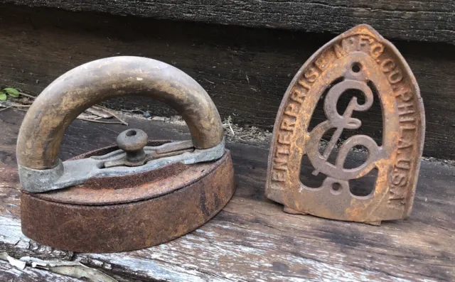 Vintage Enterprise Sad Iron With Trivet
