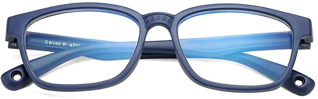 Kids Blue Light Blocking Glasses Square Nerd Soft, Blue, Size MM Jh7K