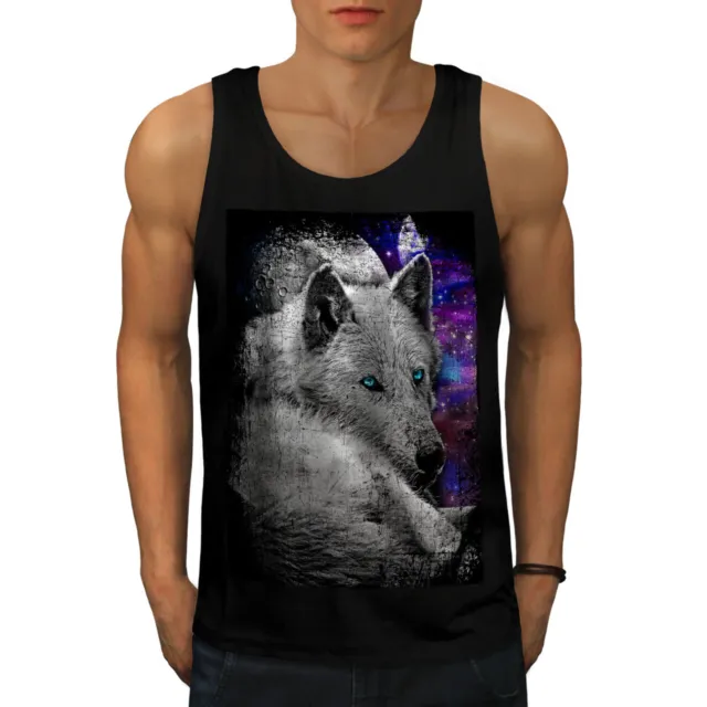 Wellcoda Wolf Space Beast Animal Mens Tank Top, Wild Active Sports Shirt