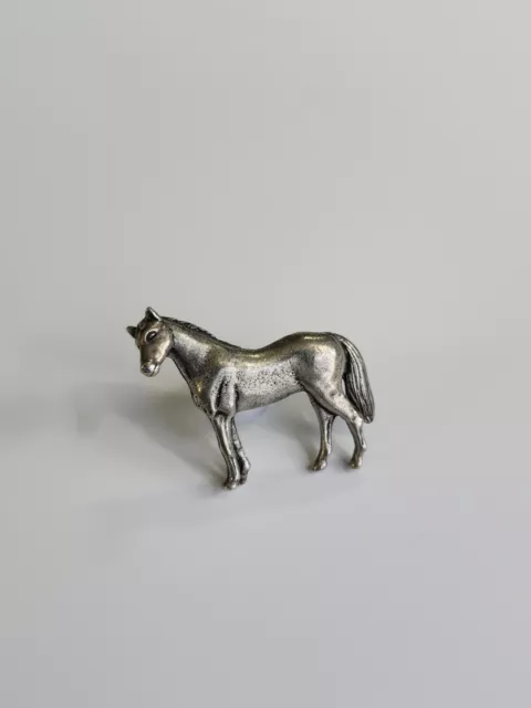 Pewter Horse Brooch Pin 3D Intricate Detailing