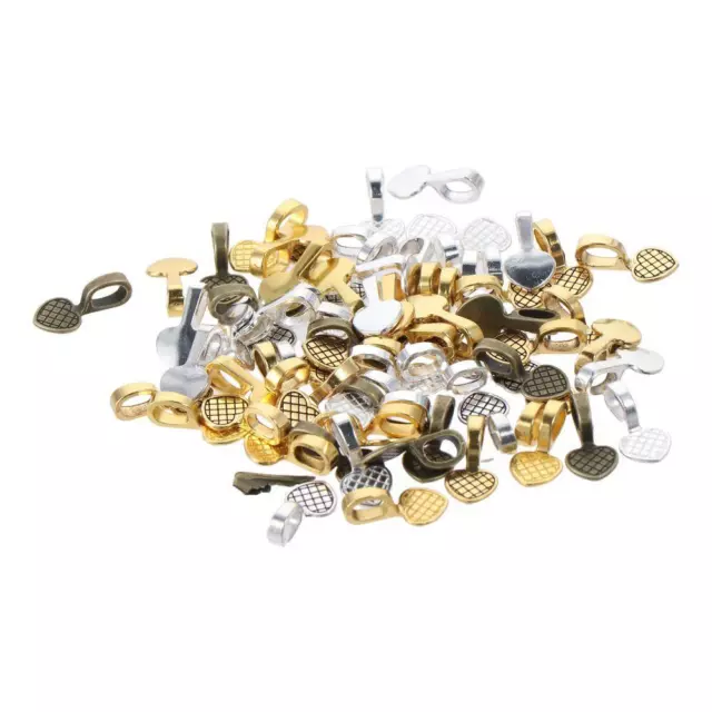 100pcs Heart Heart Glue on Bails  for Jewelry DIY Craft Making Necklace