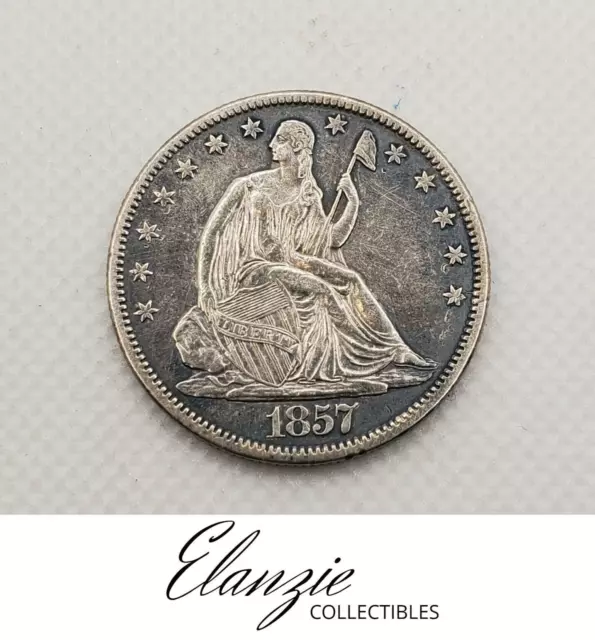 1857-O Seated Liberty Half Dollar - AU/AU+ Details, attractive dark toning