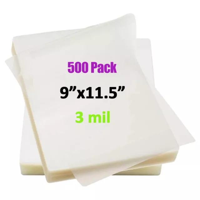 500 Pack Thermal Laminating Pouches 3 Mil 9" x 11.5" Letter Size Laminator Sheet