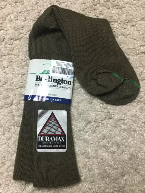 1 Pair Vintage Burlington Duramax Acrylic Crew Socks Geeen Seam Sz 6 - 12.5 USA