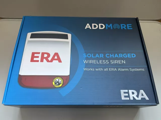 ERA Wireless Battery Powered, Solar Charged Strobe Alarm Siren for Home Security