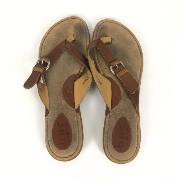 @ Women's Born Concept Boc Thong Flip Flop Sandals Leather Brown Size 10 Flats