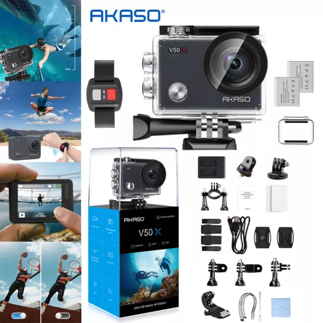 AKASO 30FPS 4K full HDR Action Camera 20MP Sports Cam Waterproof Remote Control