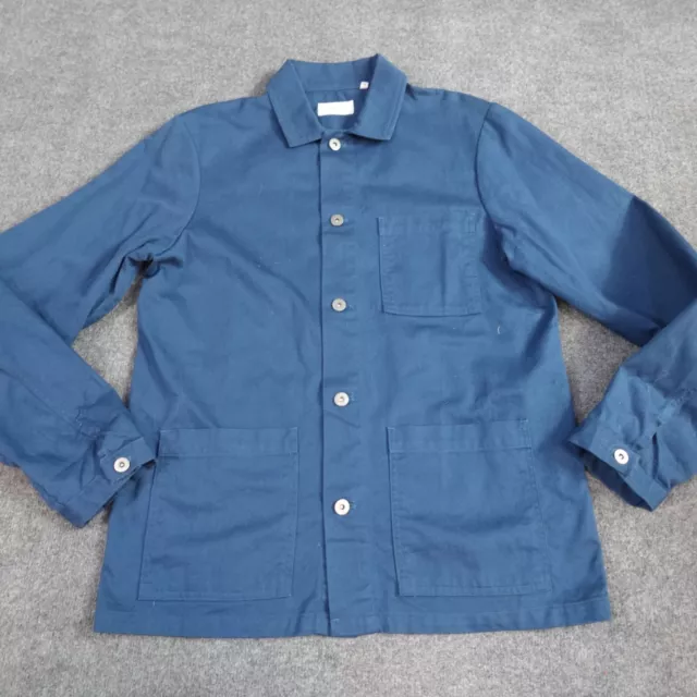 Kotn Mens Chore Jacket L Blue Cotton Barn Coat Overshirt Twill