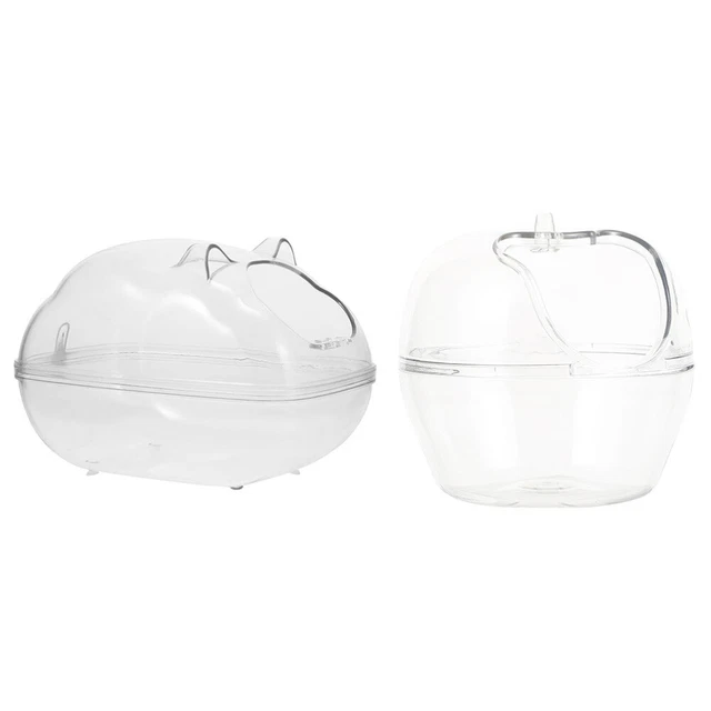 2 pz bagno di criceto plastica piccola gabbia per uccellini contenitore per bagni di sabbia trasparente