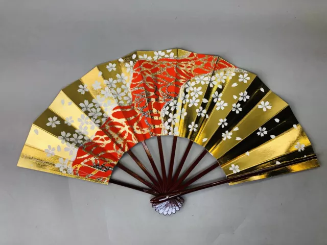 Y6104 SENSU Dancer's folding paper fan box sakura fubuki Japan antique kimono 2