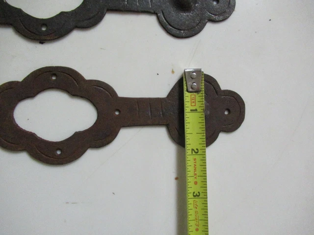 2 Vtg 9"x2.25" Flat Etched Steel Decoration for Rustic Barn/House Scalloped Edge 9