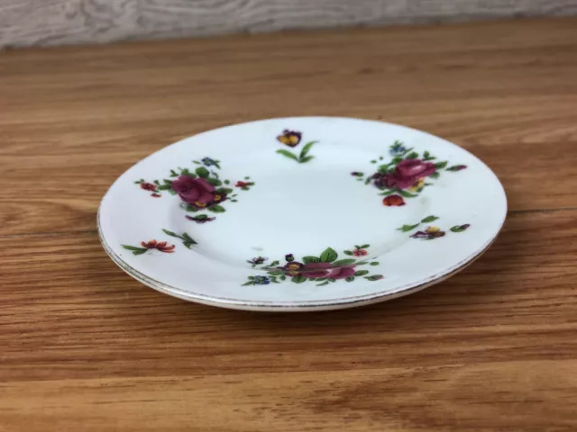 Crown Staffordshire Side Plate White With Red Rose Design 2