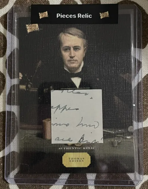 Thomas Edison 2023 Pieces Of The Past Canvas Handwritten Relic Nice!