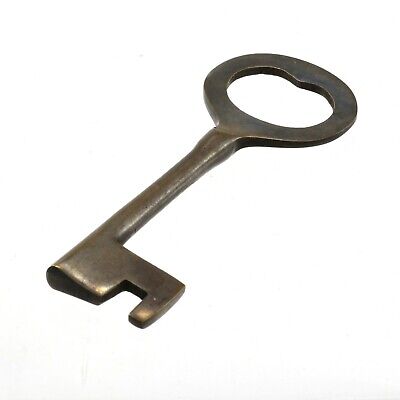Antiqued large brass reproduction key 4.75X1.5" warded door lock skeleton key