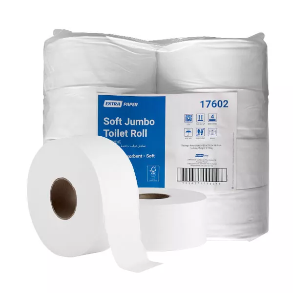 8 x Extra Soft Premium Jumbo Toilet Paper Rolls, 2 ply 300m