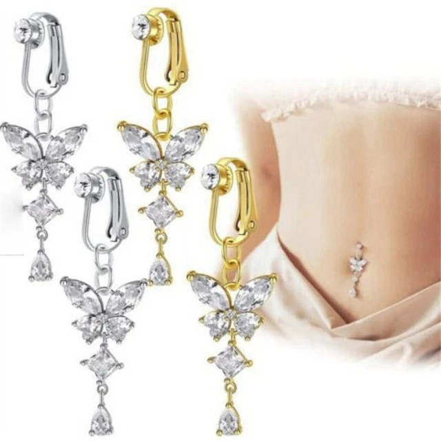 Belly Button Rings Non-Piercing Magnetic Fake Clip on Septum Fake Nose Ring