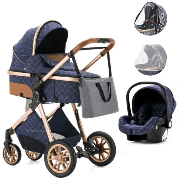Baby Stroller 3 in 1  Travel System Baby Pram Buggy  Set Baby Pushchair  FREEBIE