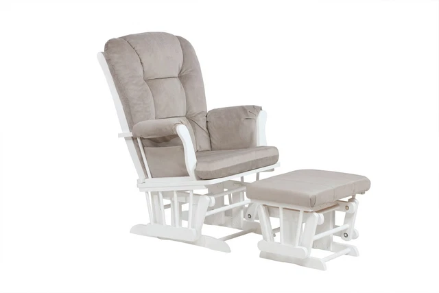 AFG Baby Furniture Alice White And Gray Glider Chair and Ottoman GL7236W