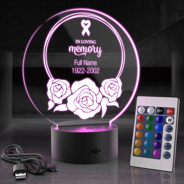 In Loving Memory LED Memorial Sign Personalised Laser Engraved Custom Angel