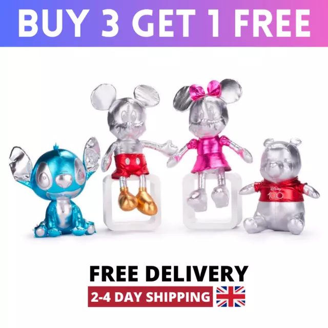 New Official 12" Disney 100 Years Of Wonder Mickey, Minnie, Winnie & Stitch Uk